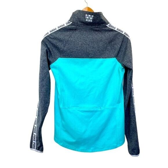 PINK Ultimate Activewear Jacket Sz S Womens Reflective Half Zip Pocket Teal Gray - Picture 2 of 13